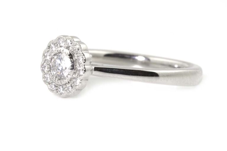 Image 2 for Certified Diamond Cluster Platinum Ring Size N