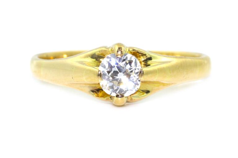 Image 1 for Antique Diamond Solitaire 18ct G Ring Size Q