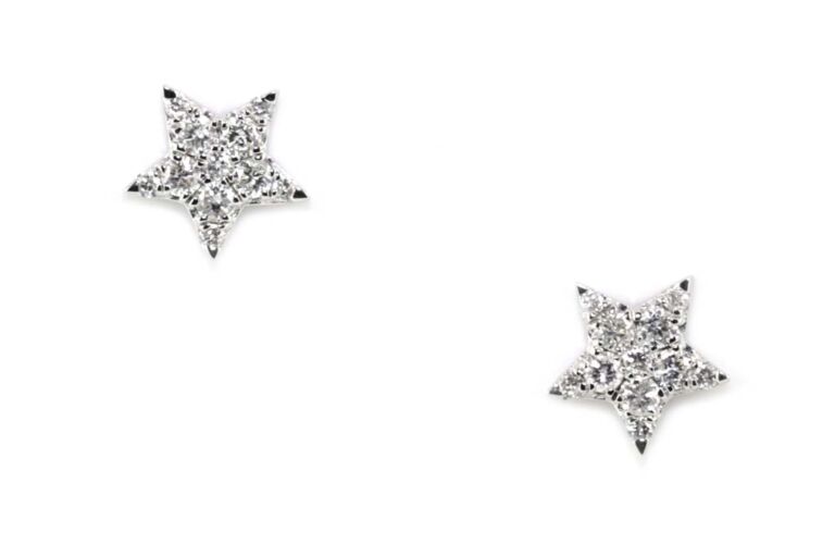 Image 1 for Diamond Set Star Earrings 18ct White Gold