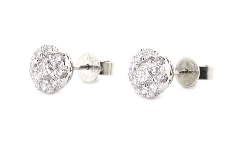 Image 1 for Diamond Cluster Earrings Platinum