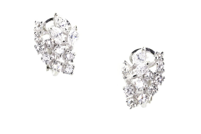 Pre-owned Diamond Cluster Earrings 