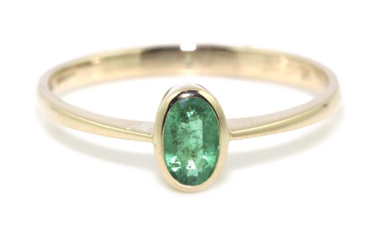 Image 1 for Emerald Single Stone 9ct Yellow Gold Ring Size N