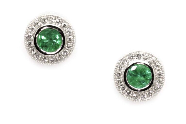 Image 1 for Emerald & Diamond Earrings 18ct White Gold