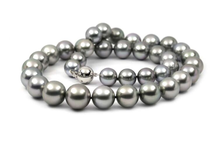 Image 1 for Tahitian Pearls 18inch 18ct White Gold Diamond Set Ball Clasp