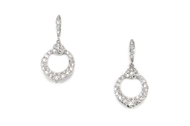 Image 1 for Diamond Cluster Drop Earrings 18ct White Gold