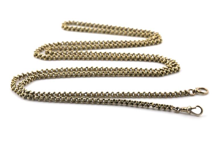 Image 1 for Antique 44 Inch Guard Chain 9ct Yellow Gold