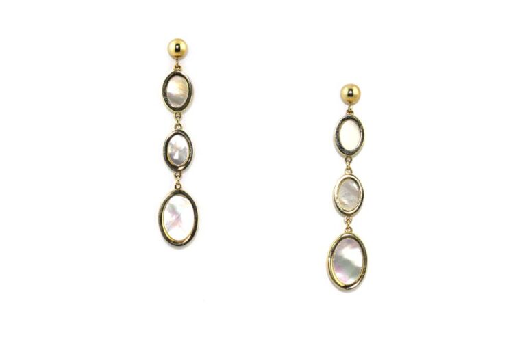 Image 1 for Mother Of Pearl Triple Drop Earrings 9ct Yellow Gold