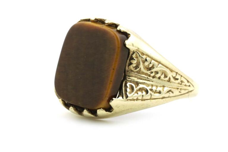 Image 1 for Tigers Eye 9ct Yellow Gold Ring Size N