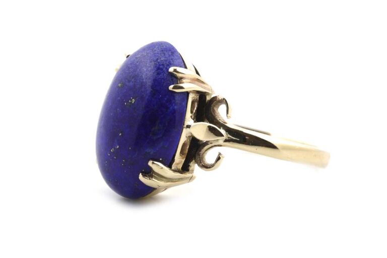 Image 1 for Lapiz-lazuli Single Stone 9ct Yellow Gold Ring Size N