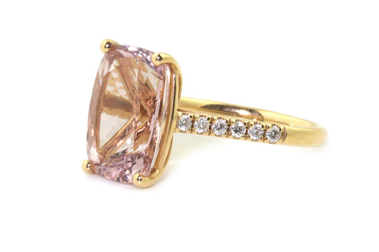 Morganite & Diamond 18ct Rose Gold Ring Size M