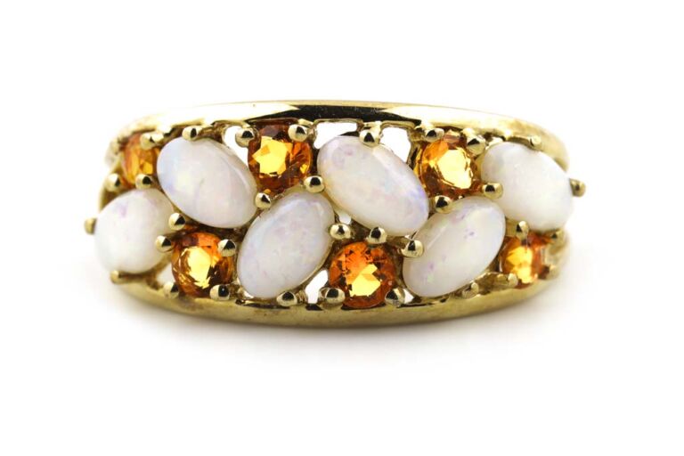 Image 1 for Opal & Citrine Band 9ct Yellow Gold Ring Size K