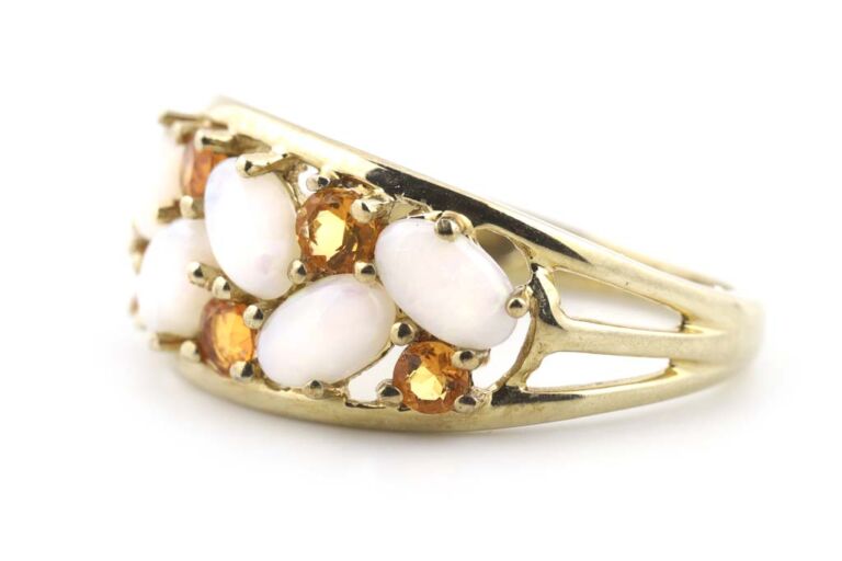 Image 2 for Opal & Citrine Band 9ct Yellow Gold Ring Size K