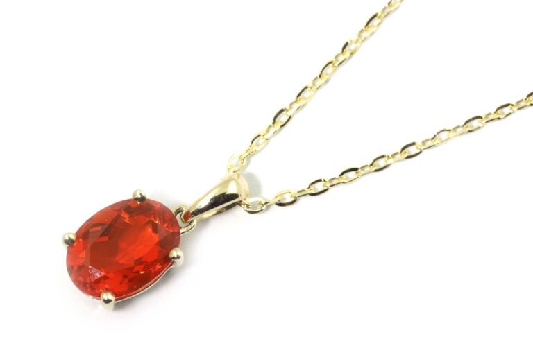 Image 1 for Fire Opal Pendant & Chain 9ct Yellow Gold