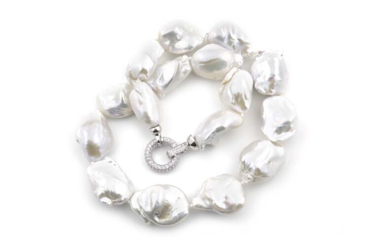 Image 1 for Baroque Cultured Fresh Water Pearls Silver & Cubic Zirconia Clasp