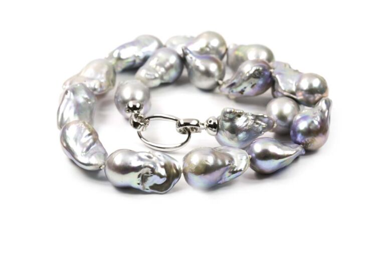 Image 1 for Fireball Keshi Style Cultured Fresh Water Pearls Silver Clasp