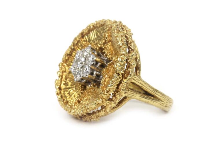 Image 1 for Vintage Lily Pad Ring 18ct G Ring Size I