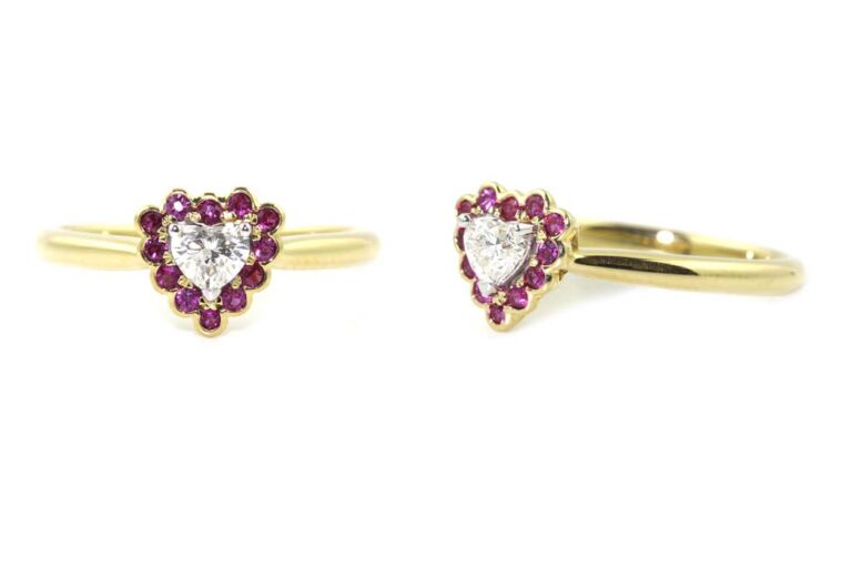 Image 3 for Ruby & Diamond Heart Ring 18ct G Ring Size N