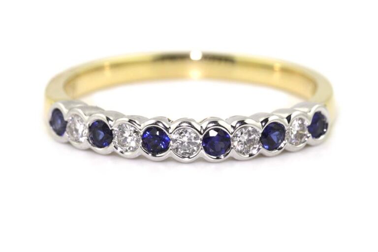 Image 1 for Bl Sapphire & Diamond Half Eternity Ring 18ct G Ring Size K