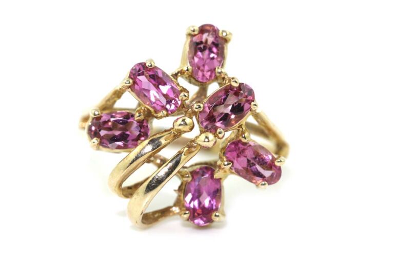 Image 1 for Pink Sapp Cluster 9ct Yellow Gold Ring Size K
