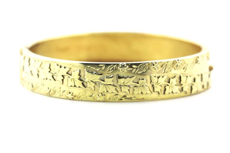 Image 1 for Antique Silver Gilt Hinged Bangle