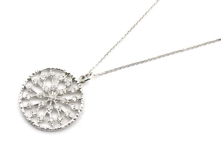 Image 1 for Silver & Cubic Zirconia Pendant & Chain