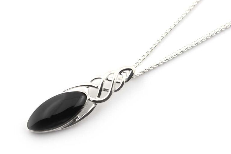 Image 1 for Silver & Whitby Jet Pendant & Chain