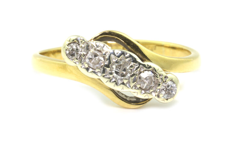 Diamond 5 Stone Ring 18ct & platinum size L