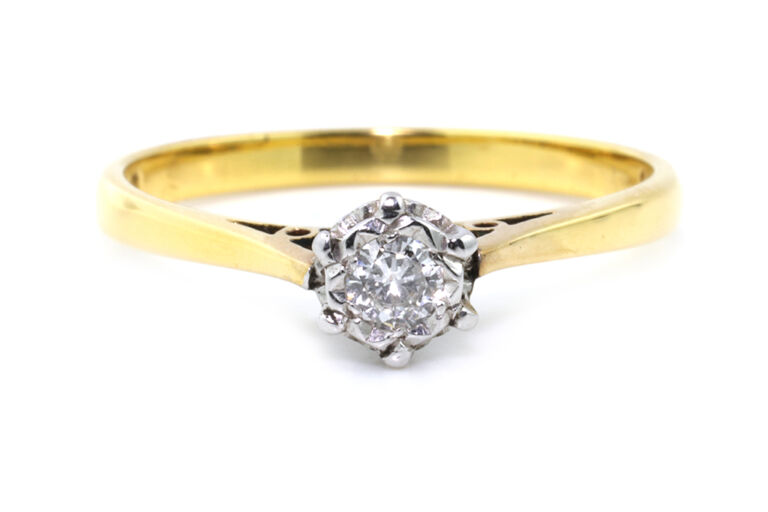 Diamond Solitaire Ring 18ct gold size O