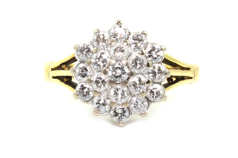 Diamond Cluster Ring 18ct gold size N