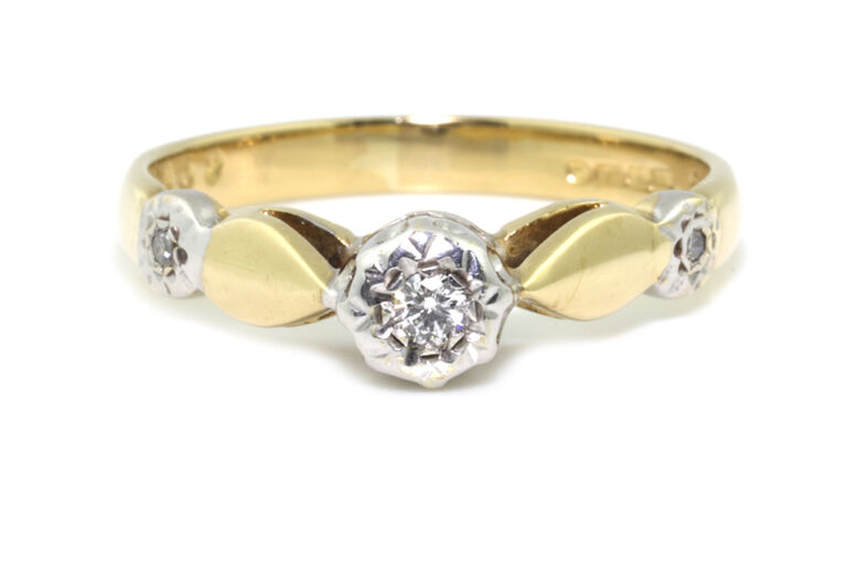 Diamond Solitaire Ring 9ct gold Size M