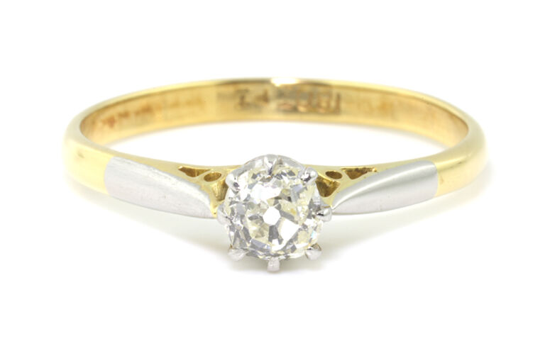 Diamond Solitaire Ring 18ct & Platinum Size N