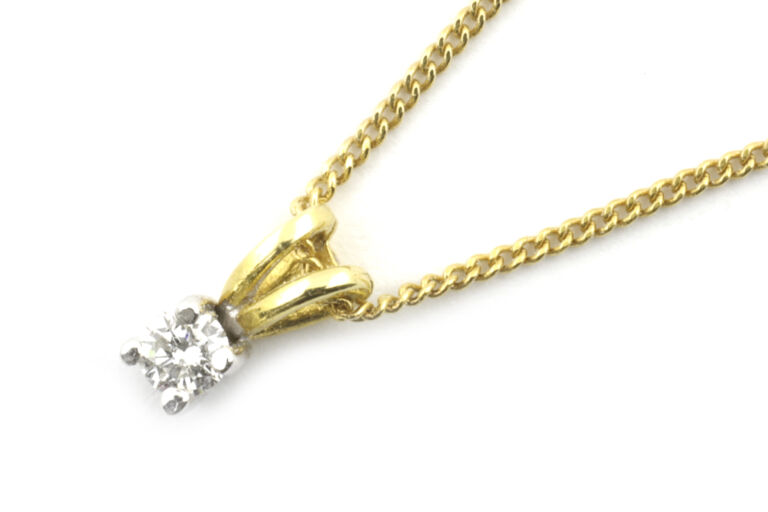 Diamond Solitaire Pendant & Chain 18ct gold