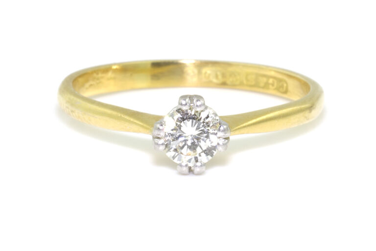 Diamond Solitaire Ring 9ct gold Size N
