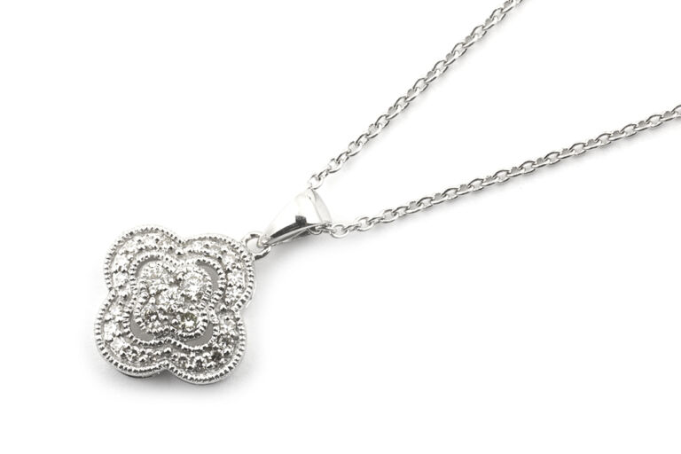 Diamond Pendant & Chain 9ct white gold