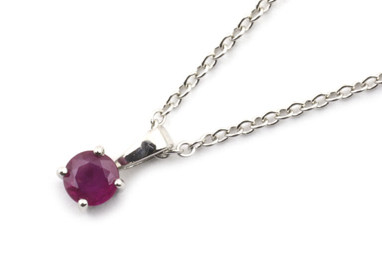 Ruby Pendant & Chain 9ct white gold