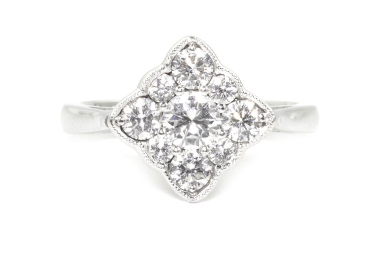 Diamond Cluster Ring 18ct white gold Size J