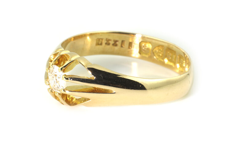 Antique Diamond Single Stone ring 18ct gold Size O