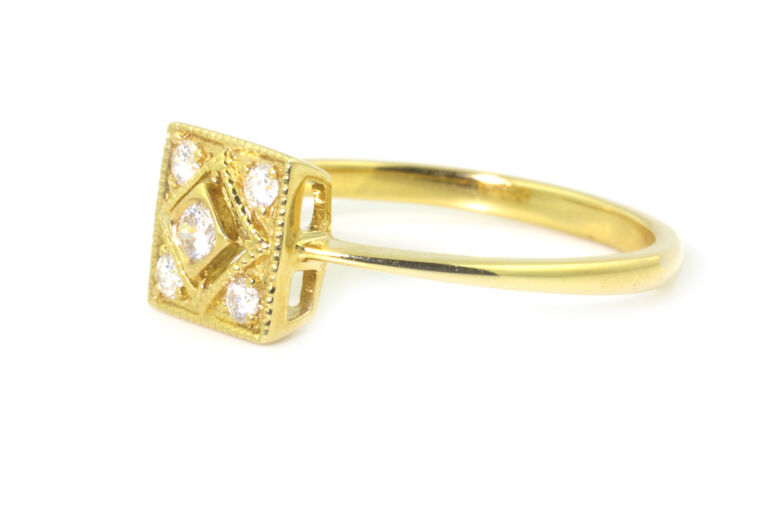 Edwardian Style Diamond 5 Stone Cluster Ring 18ct gold Size O