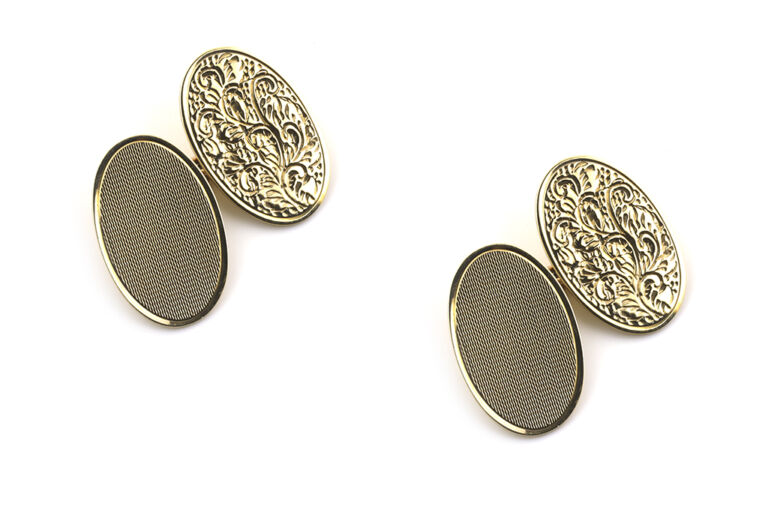 Scroll Design Engraved Cuff Links 9ct gold