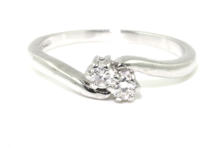 Diamond Two Stone Ring 18ct white gold Size L