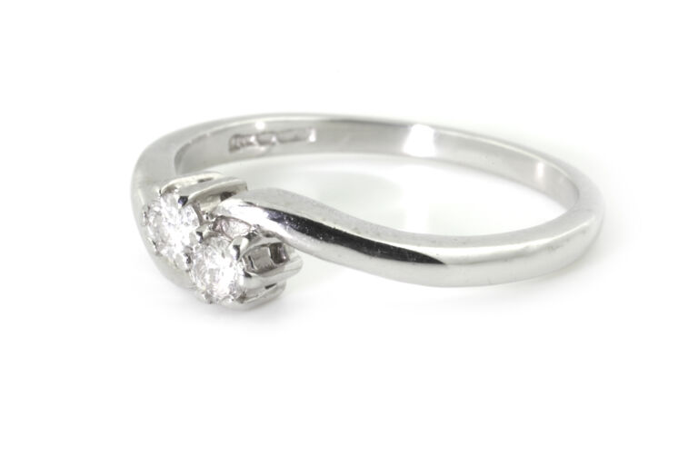 Diamond Two Stone Ring 18ct white gold Size L