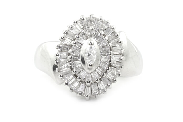 Marquise Shape Diamond Cluster Ring Size L