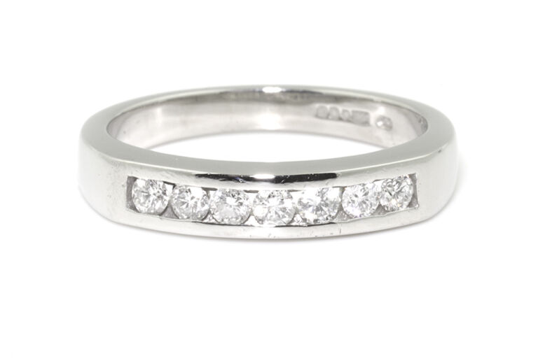 Diamond Half Eternity Ring Platinum Size K