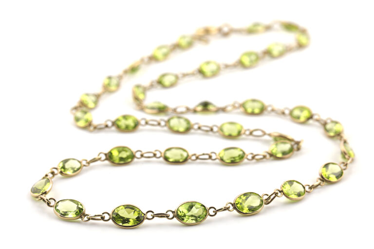Peridot Necklace 9ct rose gold.