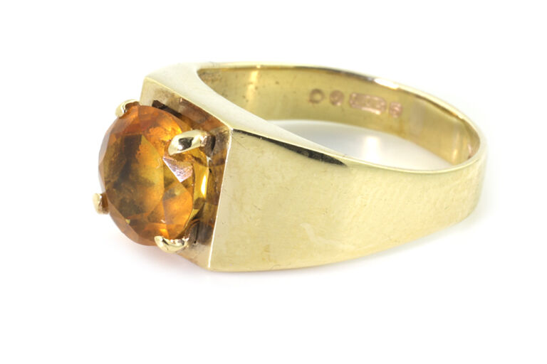 Citrine single Stone ring 9ct gold Size G