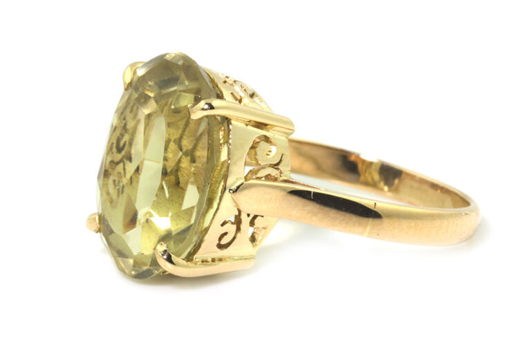 Citrine Single Stone Ring 18ct gold Size M