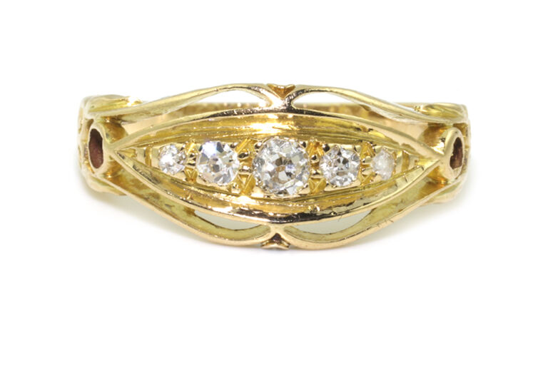 Antique Diamond 5 Stone Ring 18ct gold Size K