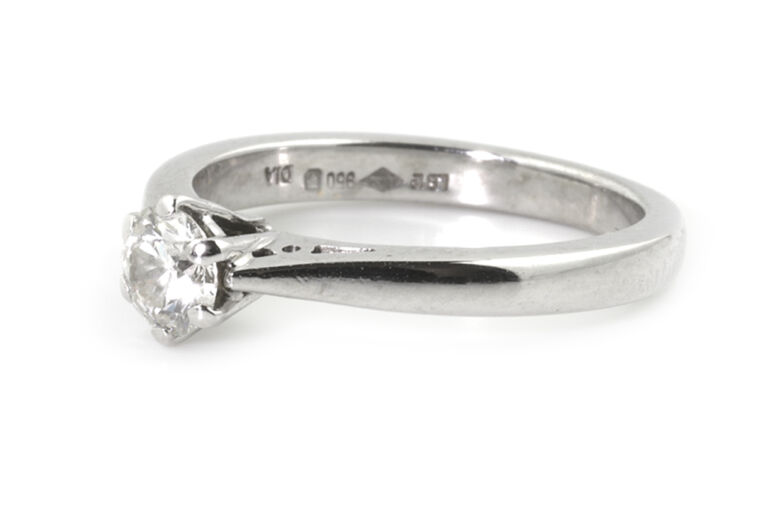 Diamond Solitaire Ring Platinum Size J