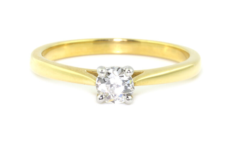 Diamond Solitaire Ring 18ct gold & platinum Size P