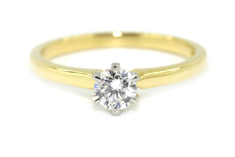AnchorCert Diamond Solitaire Ring18ct gold & platinum Size Q